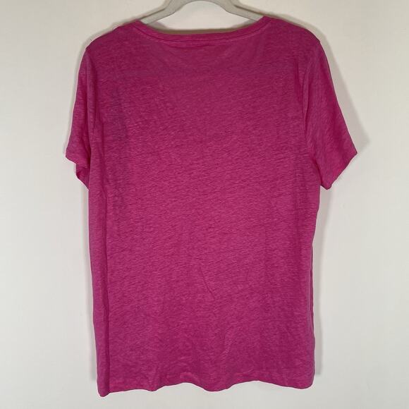 J.Crew Womens 100% Linen Tee Shirt Stretch Short Sleeve Sz XL Candy Pink NWT - Picture 2 of 11